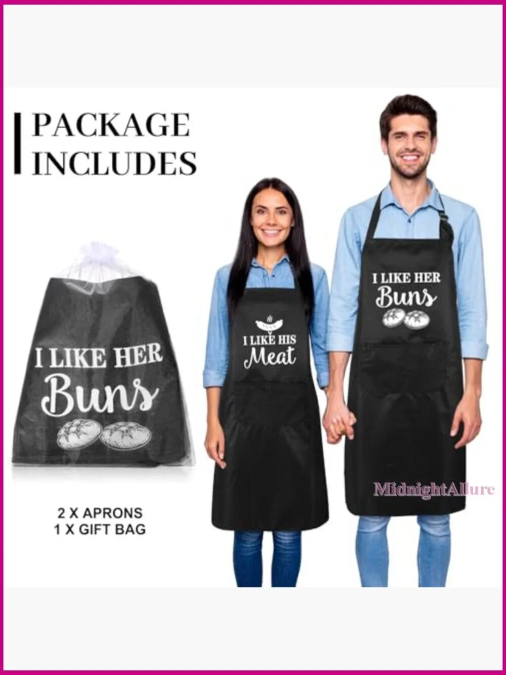 His and Her Aprons Set Couple Kitchen Apron with Pockets Adjustable Neck